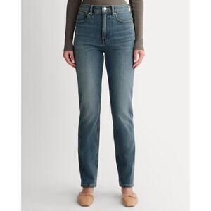 NWT Everlane The Way-High Straight Leg Slim Jean In Medium Indigo Blue 28 Short